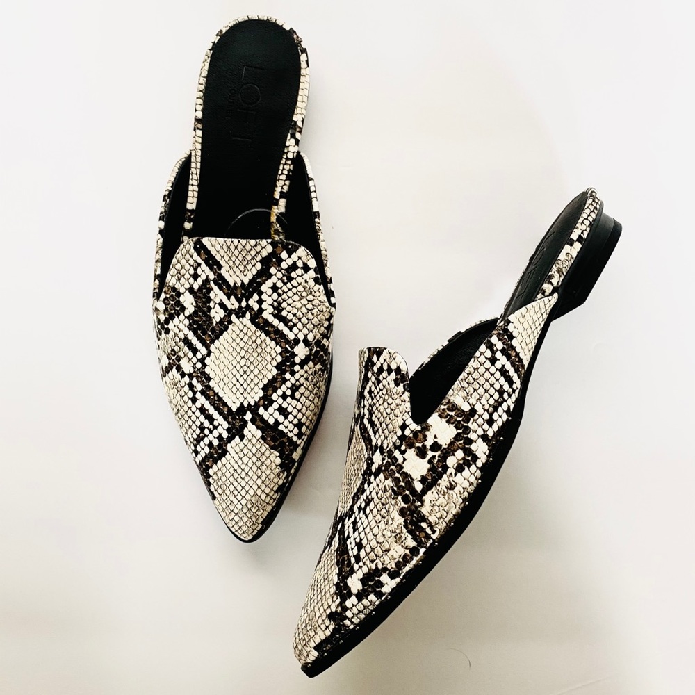 Loft Snakeskin Print Slides